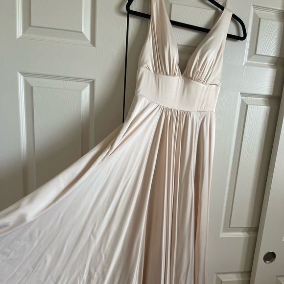 Beige prom evening dress - Picture 5 of 14